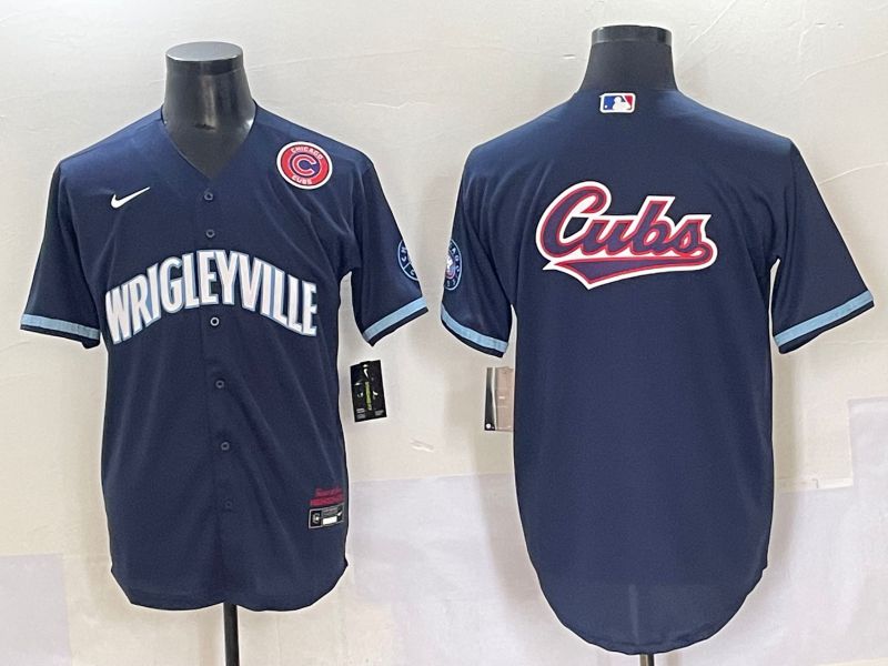 Men 2025 Chicago Cubs Blank Blue City Edition Nike MLB Jersey style 5